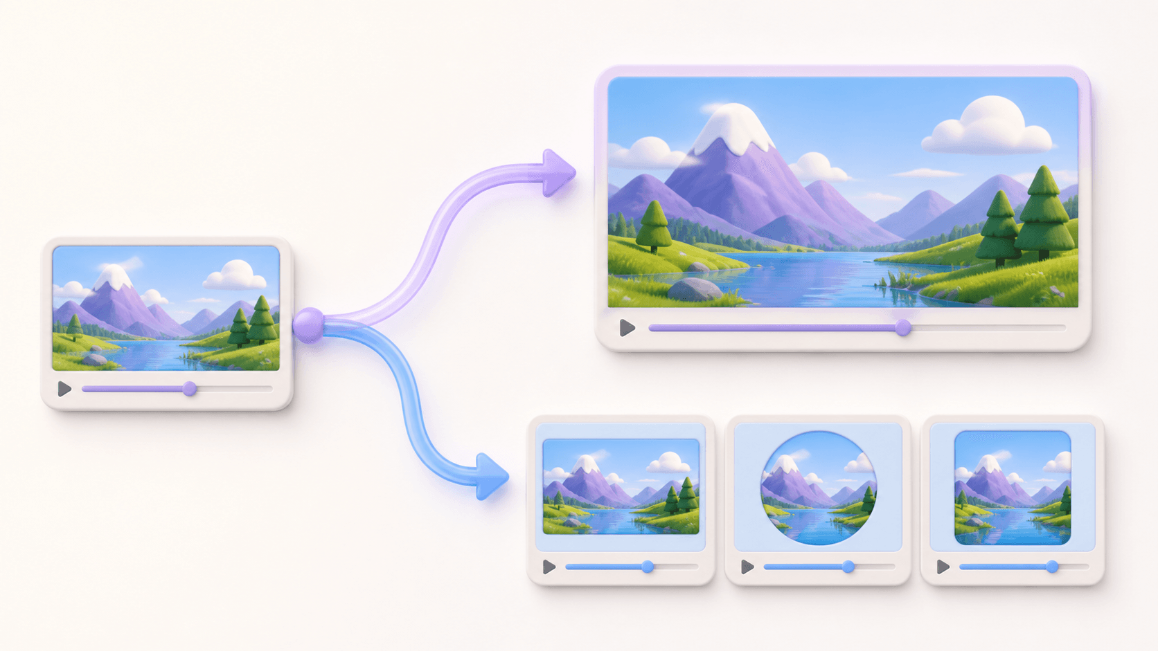 One video following separate paths for a larger resolution or a different file format