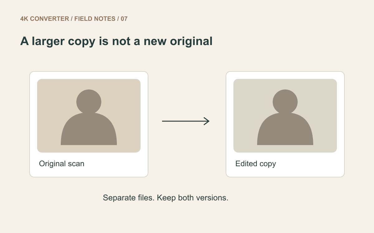 An original scan and an edited copy kept as two distinct files